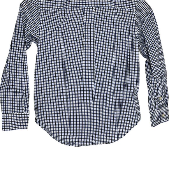 Chaps Boys Long Sleeve Plaid Button Down Shirt Kids Size 8 Blue White Check - Picture 11 of 12